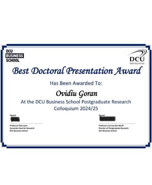 Diploma Ovidiu Goran DCU 2025